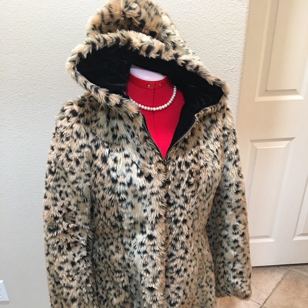 Fuzzy Cheetah Jacket with velvet trim